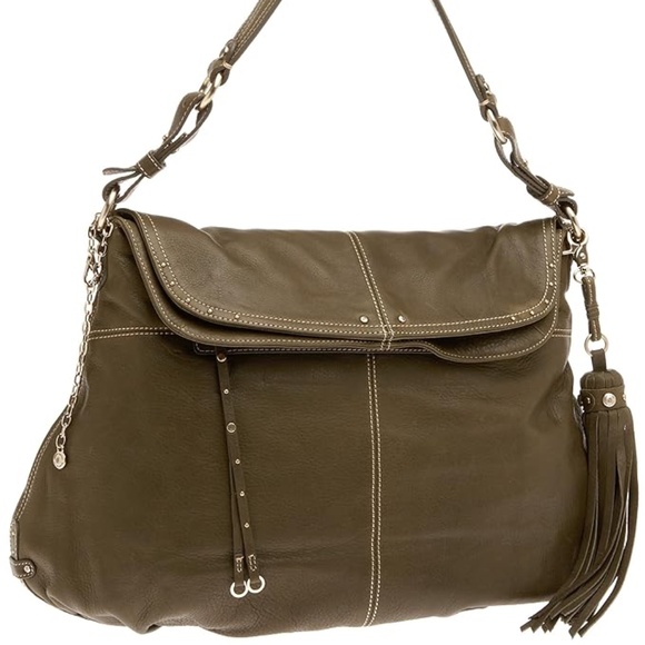 HAYDEN HARNETT Anthracite Leather Clip-On Tassel Charm Handbag Purse Key Fob Y2K - Picture 9 of 11